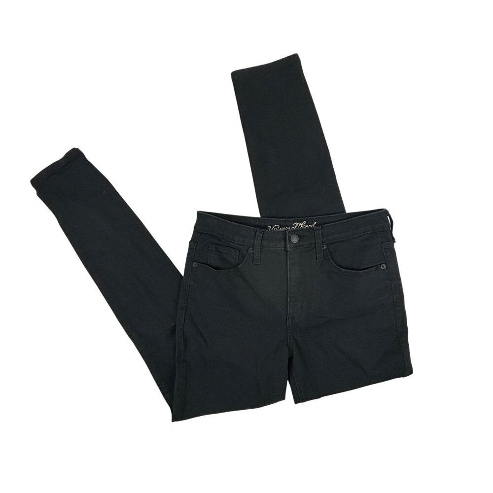 Universal Thread High Rise Skinny Jeans Womens 8/29R Solid Black Stretch Denim - Picture 2 of 9
